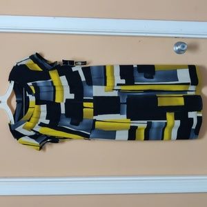 Madison Leigh Black, Yellow, Gray and Tan dress